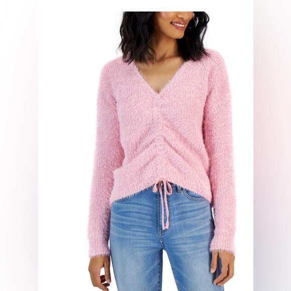 Planet Gold Sweaters - Planet Gold Eyelash-knit Drawstring Sweater in the color Lilac Sachet size large